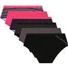 Dim Culotte Les Pockets in Cotone Elasticizzato Colorate Donna x6, Lotto Logo Nero/Fiocco Nero, XXS-XS