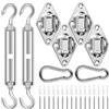 Elsrantor Kit di Fissaggio per Tenda da Sole, Accessori di Fissaggio per Vela Parasole in Acciaio Inox 340, Gancio Tenditore per Installazione Tenda a Vela Rettangolare e Triangolare, Ombra Giardino