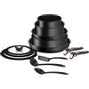 Tefal Ingenio Unlimited On - Due padelle antiaderenti 24,28 cm, due casseruole 16,20 cm, 24 cm, rivestimento in titanio, Thermo-Signal, nero