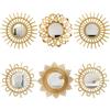Namalu 6 Specchi da Parete Decorativi Specchi di Sole Circolari Piccoli Specchi d'Arte per Decorazione da Muro Specchio Rotondo da Appendere per Ingresso per Casa Bagno Sala (Oro, Elegante)