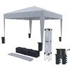 Bricozone Gazebo 3 x 3 M Pieghevole Idrorepellente Struttura Acciaio Copertura 160 gr/m² Con 4 Sacche Per Pesi E Sacca Di Trasporto Chiusura A Fisarmonica Da Giardino Campeggio Esterno Piscina Fiere (Grigio)
