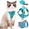 TYXHXTF Pettorina Gatto con Guinzaglio per Gatti Allungabile, Imbracatura per Gatti Antifuga, con Riflettente, Morbido Traspirante Pettorina Gatto, per Cuccioli Passeggiate all'aperto (Blu)