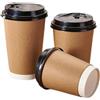 M7 Packaging Bicchieri di carta usa e getta in carta kraft con coperchio, 350 ml, marrone con coperchi neri, bevande calde e fredde, cappuccino espresso (50, 8 oz/230 ml)