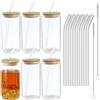 HAOYULUO Set di 6 Bicchieri con Cannuccia e Coperchio,500ml Bicchieri con Cannuccia Riutilizzabile, Adatto per tazze di ghiaccio, limonata, frullati, birra, cocktail