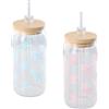 YILANJIN 2 Pezzi Birra Lattine Bicchieri Set, Bicchiere Con Coperchio E Cannuccia, 16oz Bicchieri Acqua Vetro, Riutilizzabile, per Cocktail, Frappè, Succhi, Frullati, Birre