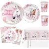 MORAINJAY 51 Pezzi Decorazioni Festa Cavalli, Set Tavola Pony Compleanno Bambini, Piatti Carta Rosa Cavallo, Bicchieri, Tovaglioli, Forniture Tavola Festa Equestre per Bambini Ragazzi Ragazze