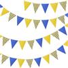 G2PLUS Guirlanda Bandierine Bicolor 10m - 36 Banderine Cotone/Lino Giallo e Blu Riutilizzabile per Giardino, mercati di Natale, Matrimoni estivi e feste all'aperto