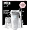 Braun Silk-épil 7 Depilatore Donna, Epilatore Elettrico Donna, Rifinitore Bikini Styler, Testina Ampia, Wet & Dry, Pelle Liscia a Lungo, Con Testina Per Rasoio Donna, 7-241, Bianco/Argento