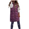 Generic Smanicato Gilet da Lavoro Donna Lunga Caldo Imbottito Trapuntato Piumino Smanicato con Cappuccio con Tasche Casual Lavoro Cappotto Caldo Imbottito Invernale