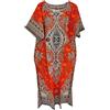 Kiran Fashion Kaftano lungo da donna, in cotone, estivo, africano, Dashiki, copricostume da spiaggia, taglia unica, Arancione, Taglia unica
