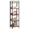 MAHANCRIS Scaffale per libreria, scaffale indipendente, con 5 ripiani, 24 x 33 x 131 cm, ripiani aperti per soggiorno, camera da letto, ufficio, con struttura in metallo, marrone rustico e nero