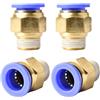 ANGEEK 4 pezzi 14 mm 3/8′′ PT filettatura esterna dritta Push to Connect Raccordi tubo da infilare pneumatico connettore rapido