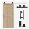 ETIASQSA Kit Porta Scorrevole, 6FT/182CM Binario per Porta Scorrevole, Colore Nero Barn Door Hardware Kit, Include Guide a Pavimento Regolabili