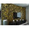 KeTian strisce di pregiata carta da parati moderna design con curve astratte 3D in tessuto non tessuto floccato rotolo di carta da parati per 0.7m x8.4 m=5.88 m² Black&Gold