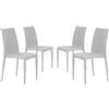 BUYBUY Kit 4 Sedie In Plastica Da Giardino E Da Esterno Stile Rattan bianco