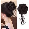 XFSRG Coda Capelli Extension con Clip ad Artiglio Naturale Chignon Facile Disordinato Ricci Ondulati per Donne Ragazze(Marrone-nero)