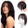 XFSRG Frangia Clip Capelli Veri Natural Frangetta Francese Extension Bangs Air Frontale Frangias Sintetici Posticci per Donne(Marrone-nero)