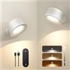 FULEN Lampada da Parete a LED, Lampada da Parete Touch Telecomando 3 Colori Luminosità Dimmerabile 3200mAh Batteria Ricaricabile Faretti da Parete Ruota di 360° Lampada Magnetica