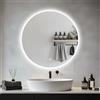 JAMUBOCHE Specchio da bagno a LED per sopra il lavandino, specchio rotondo elettrico da 60 cm con luci retroilluminate per doccia e rasatura, montaggio a parete, dimmerabile, illuminazione a 3 colori