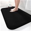 LUOJINYI Tappetino da Bagno 40x60 cm, Antiscivolo, Morbido Assorbente, Shaggy a Pelo Lungo in Microfibra, Lavabile in Lavatrice per Vasca, Doccia (Nero)
