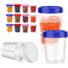RUIQINGSANY 12 Pezzi Contenitori Ermetici per Alimenti Piccoli, 120ML Riutilizzabili Contenitori per Freezer,per Congelare Pappe con Scala, Barattoli in Plastica Riutilizzabili per Conservazione Degli Alimenti