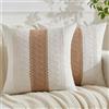 Jayusaror Federe Cuscini Divano 45 x 45 Marrone Boho Macramè Cotone e Lino Autunno Copricuscini Decorativo Moderno Elegante Quadrate Federa Cuscin per Soggiorno Camera Giardino Esterno 2 Pezzi