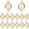 Beebeecraft 30 pz Connettore Cabochon in Acciaio Inossidabile Placcato Oro 24K Piatto Rotondo 10mm Vassoi per Ciondolo con Castone Vuoto con Doppio Anello per La Creazione di Gioielli