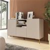 DEGHI Madia 150x85h cm cashmere con 1 cassetto e 2 ante cannettate e piedi in metallo oro - Judith