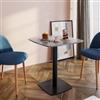 DEGHI Tavolo da pranzo 70x70 cm top effetto marmo grigio con bordi arrotondati e base in metallo nero - Caio Round