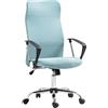 HOMCOM Sedia Ergonomica da Ufficio Girevole e Dondolo con Ruote, Altezza Regolabile e Schienale a Rete, 63x65x109-119 cm, Verde Chiaro