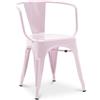 Iconik Interior Industrial Style Sedia da pranzo con braccioli - Design industriale - Acciaio - Nuova edizione - Stylix rosa pallido
