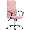HOMCOM Sedia Ergonomica da Ufficio Girevole e Dondolo con Ruote, Altezza Regolabile e Schienale a Rete, 63x65x109-119 cm, Rosa