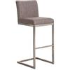 CLP Sgabello Alto In Acciaio Inox Paros In Stoffa I Sgabello Bar Imbottito Alt. 77 CM I Sedia Cucina Design Con Schienale, Colore:grigio