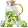 MVIWEO Caraffa in Vetro Borosilicato 1,8 L/63 Oz con Coperchio Acciaio Inossidabile, Caraffa Porta Frigorifero Antigoccia a Tenuta Stagna Ermetica per Bevande Fredde o Calde, Brocca Acqua per Frigo