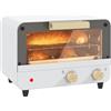 HOMCOM Fornetto Elettrico 12L a 2 Altezze con Timer e Temperatura Regolabile, Mini Forno in Acciaio Inox, Vetro e Plastica, 31.5x27.7x22.7 cm, Bianco e Oro