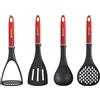 BERGNER Classique | Set di 4 Utensili da cucina | Mestolo, Rasoio, Rasoio Scanalato e Patate | Realizzato in PBT | Verde