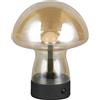 RL LIVE YOUR LIGHT Reality Leuchten Dooley R54981113 - Lampada da tavolo a LED, in metallo nero opaco, vetro ambra, con LED da 1,5 Watt, 4 ingressi touch