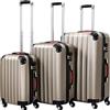 PROVITERA Set 3 Valigie Rigide in ABS, Valigie Rigide M-L-XL Manico Telescopico e 4 Ruote Easy Roll, Lucchetto serratura a codice, Trolley Resistenti da Viaggio, con Bagaglio a Mano (Champagne)