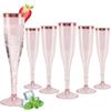 Rosedreamer Bicchieri da spumante in plastica, 30 pezzi, 150 ml, bordo oro rosa e glitter riutilizzabili, per compleanni, matrimoni, feste, picnic, attività all'aperto (oro rosa)