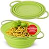 Coolinato - Scolapasta silicone pieghevole 24 cm verde - Colino per pasta, verdura e frutta - Colapasta per lavastoviglie, senza BPA e termoresistente fino a 230°C - Setaccio salvaspazio richiudibile