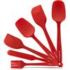 Easyavant Spatola Silicone per Cucina e Impasti 6 Pezzi - Set Utensili Cucina Resistenti al Calore - Utensili da Cucina Antigraffio con Anima in Acciaio Certificati LFGB di Easyavant (Rosso)