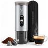 Vitecpro® Caffettiera Portatile Espresso Viaggio con Valigetta, Macchina Caffè a Batteria per Cialde, Portable Espresso Maker da Auto, Caffè Espresso Portatile (Alluminio)