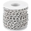 Craftdady, Rotolo di catena a maglia barbazzale in alluminio da 5 metri, con maglie non saldate, con bobina, in stile punk cubano, per collane, bracciali e gioielli fai da te, argento