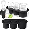 HOTUT Ice Cube Tray for Stanley Cup, Vassoio per Cubetti di Ghiaccio a 3 Cilindri Cavi, Stampi Ghiaccio per Stanley in Silicone con Coperchio, per Cocktail, Whisky, Succhi di Frutta - Nero