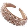 Brillabenny Cerchietto Ferma Capelli Donna Turbante Frontino Elegante Cerimonia Perline Beige (PERLE)