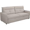 SHIITO | Modello Chrysler - Divano letto 3 posti con apertura a trascinamento | Relax & Comfort | 209 x 86 x 100 cm - Beige