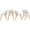 FurnitureR Set di 4 sedie da sala da pranzo moderne a forma di conchiglia in tessuto beige morbido con gambe in metallo, eleganti sedili da cucina