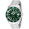 Invicta Pro Diver - Orologio da uomo in acciaio inossidabile con movimento automatico - 40 mm, Argento / Verde
