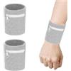 JEYORZY Borsa da Polso, 2pz Polsino Sportivo per Chiavi, Portafoglio da polso con cerniera cinturino con cerniera Polsino unisex Chiavi per monete Tasca con cerniera Tasca sportiva Portafoglio, grigio