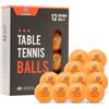 Domtek Palline da ping pong arancioni 3 stelle - 40 + Pro ABS Ping Pong Pong Confezione da 12 - Ideale per ping-pong interni ed esterni